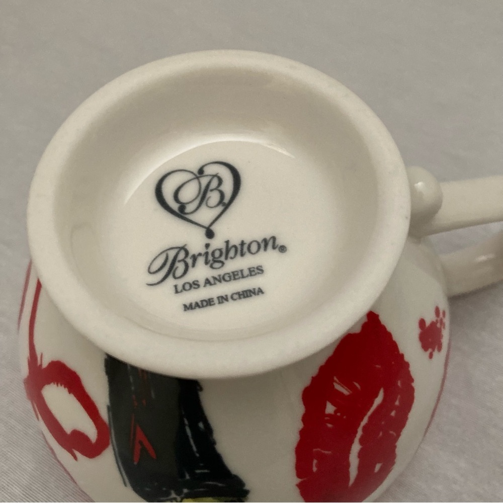 Brighton Lips & Lipstick Pedestal Coffee Mug Red Kiss Love Print Cup - Picture 10 of 13